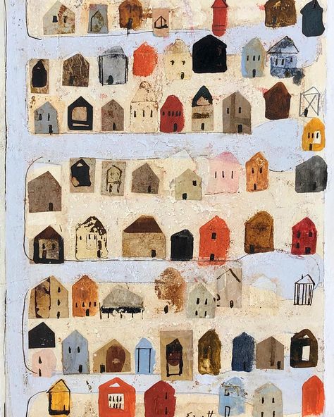 Scott Bergey on Instagram: ““Subdivision”  12 x 9 inches, mixed media on paper. #art #houses #paintings #etsy” Collage House Art, House Collage Art, Concertina Cards, Collage Houses, Scott Bergey, Art Houses, Improv Quilting, Art And Craft Design, House Art