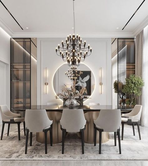 Neoclassical Dining Room, Dining Table Decor Modern, Neoclassical Interior Design, Glam Dining Room, Dining Room Design Luxury, Modern Dining Set, Dining Interior, Dining Room Design Modern, Neoclassical Interior