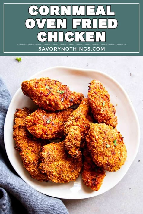 Cornmeal Fried Chicken, Microwave Chicken Recipes, Cornmeal Recipes, Oven Fried Chicken Recipes, Breaded Chicken Tenders, Fried Chicken Tenders, Baked Chicken Tenders, Breaded Chicken Breast, Fried Chicken Recipe