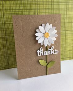 Thank You Card Handmade, Happy April, Daisy Cards, Handmade Thank You Cards, Thank You Card Design, Cricut Cards, Sketch Challenge, Die Cut Cards, April 1st