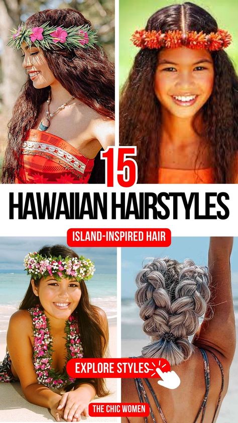 15 Stunning Hawaiian Hairstyles That Are Totally Trendy Beach Braided Hairstyles, Hawaii Hairstyles Beach, Cute Hawaiian Hairstyles, Tropical Hairstyles Beach, Hawaiian Braids, Cancun Hairstyles, Hawaiian Hairstyles Easy, Island Hairstyles, Tropical Hairstyles