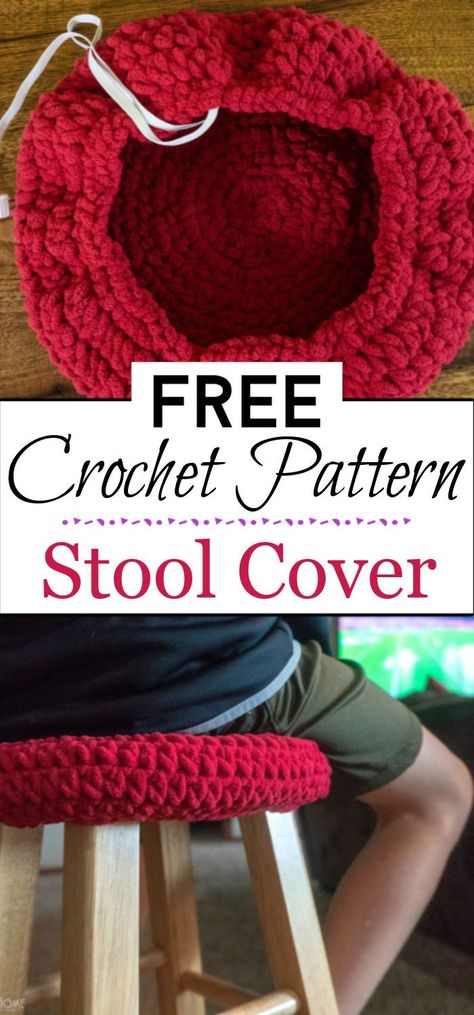 1. Stool Cover Crochet Pattern Crochet Stool Cover, Stool Cover Crochet, Bar Stool Covers, Crochet Bat, Simply Crochet, Stool Covers, Crochet Kitchen, Crochet Decoration, Blanket Yarn