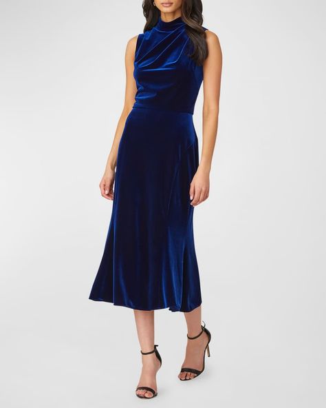 Shoshanna Audrey Sleeveless Velvet Dress Sleeveless Velvet Dress, Steps Dresses, Audrey Dress, Velvet Cocktail Dress, Midi Flare Skirt, Women's Evening Dresses, Blue Outfit, Sapphire Blue, Midi Dress Sleeveless