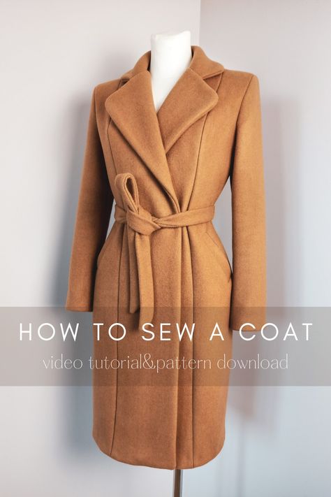 Create your own winter coat with my new coat sewing pattern! ✂️ Wrap Coat Pattern, Trench Coat Pattern, Coat Sewing Pattern, Sewing Coat, Coat Sewing, Sewing Pattern Vintage, Wool Wrap Coat, Coat Pattern Sewing, Coat Classic