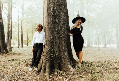 A spooky shoot of a mother and sun duo. Check out my insta in the link below for more photos! #halloween #halloweenphotoshoot #halloweenideas #halloweenphotography #spooky Mom And Son Halloween Photoshoot, Witchy Family Photos, Goth Family Photos, Witchy Photography, Witchy Photoshoot, Halloween Styled Shoot, Spooky Shoot, Witch Photoshoot, Halloween Shoot