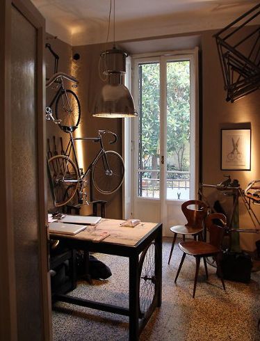 Does this qualify as a bike room? Bike Storage Home, Bicycle Cafe, Bicycle Room, Bike Room, Room Of One's Own, Bike Shed, Cheap Furniture, Furniture Plans, Interior Spaces