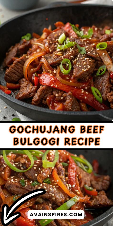 Gochujang Beef Bulgogi Healthy Korean Beef, Bulgogi Kimbap, Gochujang Beef, Beef Bulgogi Recipe, Bulgogi Marinade, Steak Rice, Gochujang Recipe, Korean Bulgogi, Korean Beef Bowl