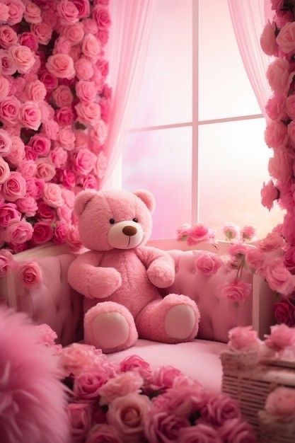 Baby Pink Wallpaper Iphone, Sweet Images, Pictures Of Flowers, Wallpaper Rosa, Backgrounds Girly, Teddy Bear Wallpaper, Teddy Bear Clipart, Unique Pictures, A Dark Room