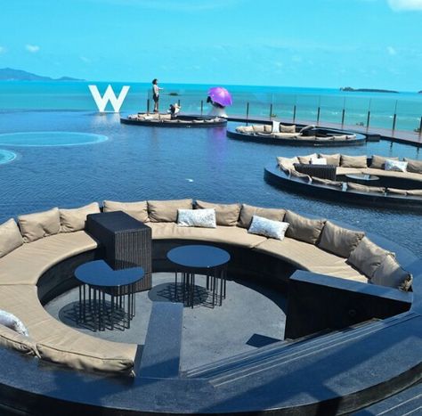 W Retreat - Ko Samui, Thailand Pool Lounges, Luxury Honeymoon Destinations, Sunken Seating, Koh Samui Hotel, Kolam Air, Luxury Swimming Pools, Luxury Honeymoon, Koh Samui Thailand, Luxury Pools