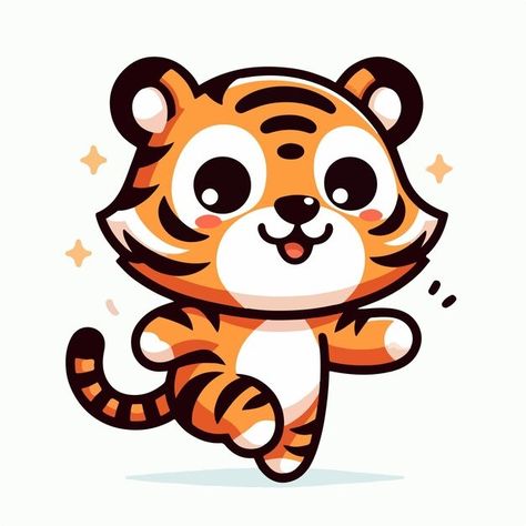 Arifinzainal1728 | Freepik Tiger Cute Illustration, Tiger Cute Drawing, Kawaii Tiger, Tiger Dance, Tiger Cartoon, Zoo Project, Tiger Vector, Tiger Drawing, Cartoon Tiger