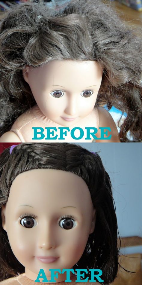 My Life Doll Hairstyles, Washing Doll Hair, How To Fix Doll Hair Tangled, Styling Doll Hair, How To Style Doll Hair, How To Untangle Doll Hair, Untangle Doll Hair, American Girl Doll Hair Care, Doll Hair Detangler