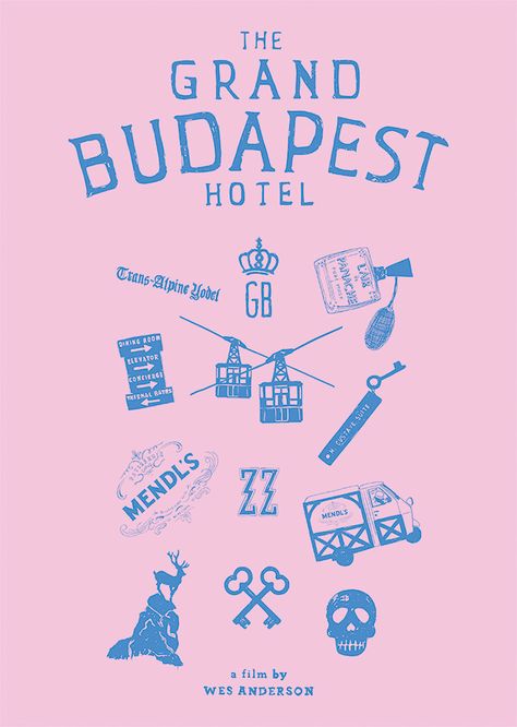 The Grand Budapest Hotel (2014) ~ Minimal Movie Poster by Mark Delaney #amusementphile Grand Budapest Hotel Poster, Hotel Poster, Wes Anderson Aesthetic, Hotel Budapest, Wes Anderson Style, Pink Movies, The Grand Budapest Hotel, Beau Film, Wes Anderson Movies