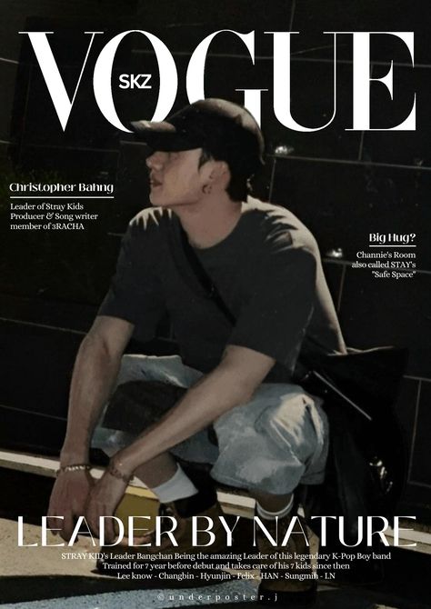 Christopher bangchan on VOGUE cover by undercover.j Christopher Bangchan, Pop Magazine, K Pop Boy Band, Ice Show, Stray Kids Chan, Chris Chan, Vogue Covers, Kpop Posters, Big Hugs