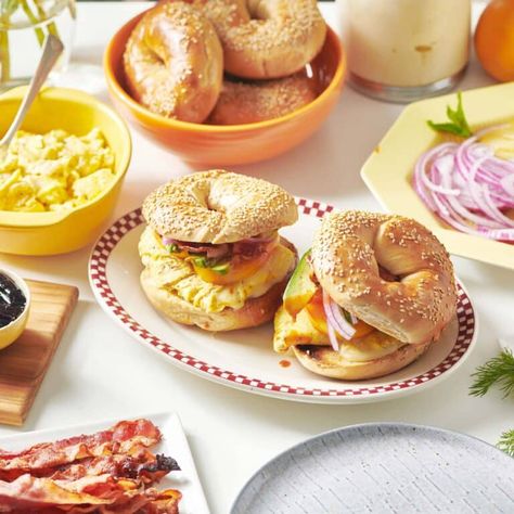 How to Set up a DIY Breakfast Sandwich Buffet — The Mom 100 Build Your Own Breakfast Sandwich Bar, Diy Breakfast Sandwich, Breakfast Sandwich Bar, Chef’s Salad, Sandwich Buffet, Diy Breakfast, Sandwich Bar, Country Bread, Lunch Buffet