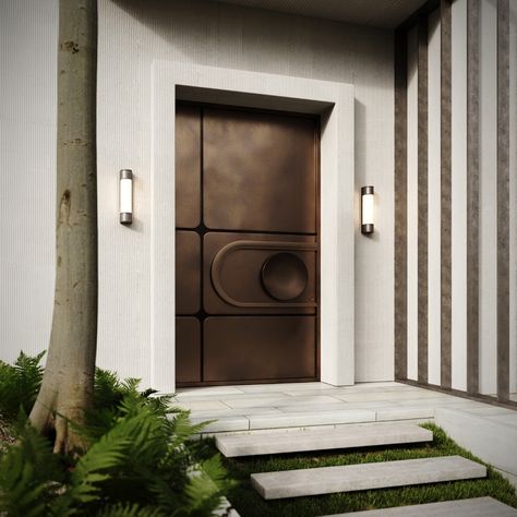 The Copper Crescent Door Metal Front Doors, Luxury Houses Entrance, Copper Door, Materials Board Interior Design, Metal Front Door, Main Entrance Door Design, Main Entrance Door, Luxury Door, Home Door Design