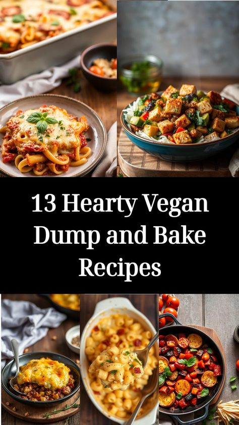 13 Hearty Vegan Dump and Bake Recipes Everyday Vegan Meals, Wholesome Vegan Recipes, Vegan Convenience Food, 20 Minute Vegan Dinner, Vegan Hot Meals, Vegan Baked Meals, Healthy Cheap Vegan Meals, Vegan Veggie Dishes, Vegan Bisquick Recipes