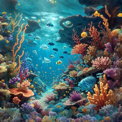 Under the sea Great Barrier Reef as illustrated by the 0 Under The Sea Illustration, Fish Under Water, The Sea Illustration, Sea Illustration, Water Illustration, Under Water, Book Illustrations, Great Barrier Reef, Under The Sea