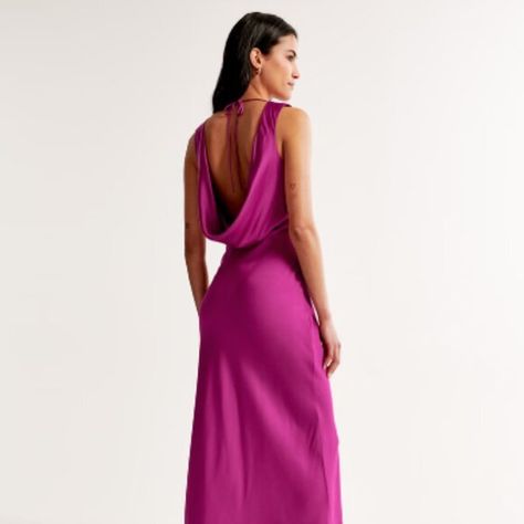 Abercrombie Plunge Cowl Back Maxi Dress in Pink XS Reception Outfit Change, Spring Wedding Guest Attire, Garden Cocktail, Cowl Back Dress, Senior Year Ideas, Reception Outfit, Spring Wedding Guest Dress, Kate Dress, Spring Wedding Guest