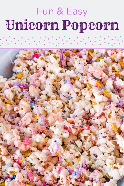 Unicorn Popcorn, Flavored Popcorn Recipes, Popcorn Recipes Easy, Popcorn Treats, Popcorn Snacks, Diy Snacks, Popcorn Recipe, Diy Treats, Kids Treat