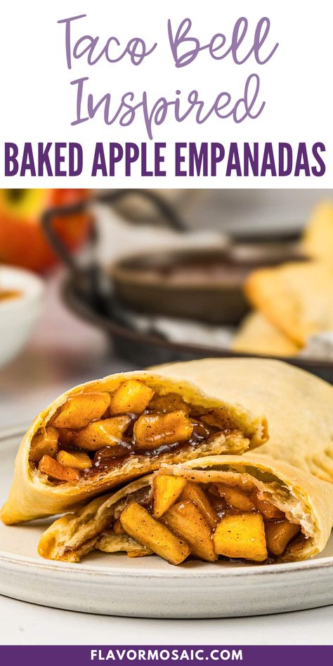 Taco Bell Inspired Baked Apple Empanadas are delightful. This simple apple dessert recipe is where crispy golden pastry meets a warm, spiced apple filling. This delightful treat combines simple ingredients for an unforgettable dessert. Perfect for sharing, they are great with a drizzle of cajeta or caramel sauce. Elevate your dessert game with these easy-to-make empanadas that will satisfy your sweet tooth. Enjoy homemade goodness today! Apple Empanadas Recipe Easy, Easy Apple Empanadas, Taco Bell Empanada Recipe, Empanadas Recipe Easy, Apple Pie Empanadas, Apple Empanadas Recipe, Homemade Mexican Salsa, Veggie Pinwheels, Apple Empanadas