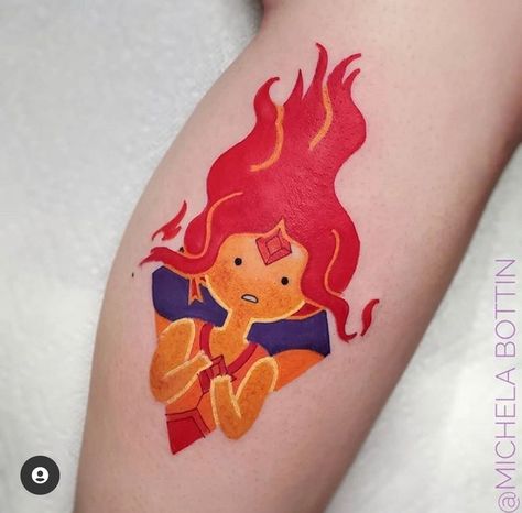 #adventuretime #adventuretimetattoo #tattooideas #cartoontattoo #tattoo #tattoos #flameprincess #colouredtattoo #coloredtattoos #flameprincesstattoo #princesstattoo #ideasfortattoos Emma Langevin, Adventure Time Flame Princess, Adventure Time Tattoo, World Famous Tattoo Ink, Princess Adventure, Princess Tattoo, Flame Tattoos, Flame Princess, Cute Little Tattoos