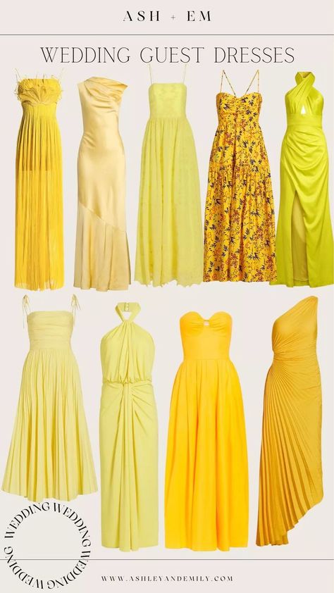 Yellow Dress Wedding Guest, Yellow Wedding Guest Dresses, Yellow Dress Outfit, Wedding Guest Outfit Ideas, Yellow Wedding Dress, Gorgeous Bridesmaid Dresses, Dresses For Summer, Surprise Wedding, Dress Wedding Guest