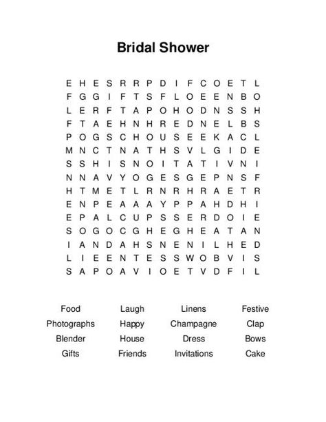 Bridal Shower Word Search, Wedding Word Search, Bride Shower Games, Free Word Search Puzzles, Free Word Search, Bride Shower, Bridal Shower Inspiration, Printable Puzzles, Free Word