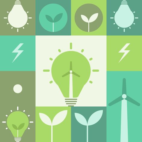 Green energy, seamless geometric pattern background. Plant, energy, bulb, green energy, and windmill. Vector illustration. - - - #geometricillustration #illustrator #vector #icon #pattern #set #illustration #design #glass #seamless #symbol #icons #silhouette #art #wallpaper #science #texture #card Green Energy Illustration, Wallpaper Science, Energy Illustration, Energy Symbols, Seamless Geometric Pattern, Geometric Pattern Background, Illustrator Vector, Geometry Design, Plant Illustration