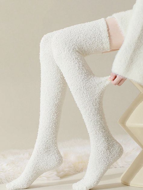 1pair Coral Velvet Socks, Thickened Over-knee Floor Socks For Autumn & WinterI discovered amazing products on SHEIN.com, come check them out! Knee Length Socks, Velvet Socks, Lace Stockings, Soft Coral, Ankle Socks Women, Women Crew Socks, Fashion Queen, Over The Knee Socks, Thigh High Socks