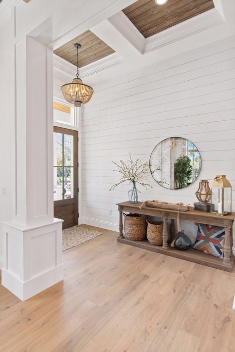 Blog - Palm Grove Farmhouse Shiplap Room, Shiplap Living Room, Hallmark Floors, Shiplap Ceiling, White Shiplap Wall, White Shiplap, Ship Lap Walls, House Inspo, Great Rooms