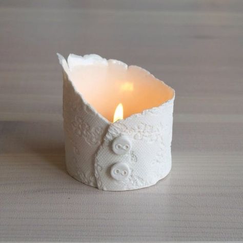 White Ceramic Candle Holders - Foter Ceramic Candle Holders Ideas, Itsekovettuva Savi, Clay Candle Holders, Pottery Candle Holder, Clay Candle, Pottery Candle, Pottery Handbuilding, Slab Pottery, Ceramic Candle Holders