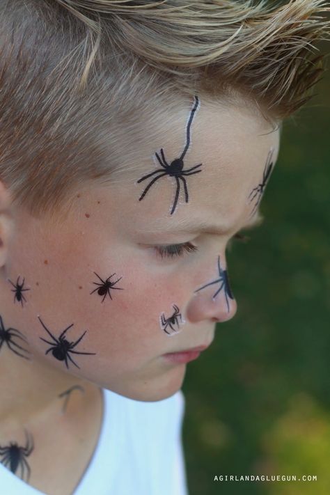 Cool Spider Tattoos, Diy Spider Costume, Spider Infestation, Spider Face Painting, Easy Halloween Face Painting, Spider Halloween Costume, Spider Headband, Spider Tattoos, Halloween Makeup For Kids