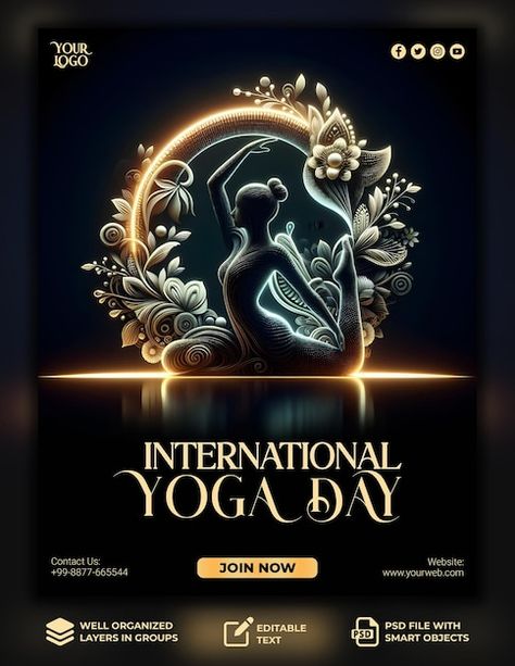 PSD international yoga day post banner o... | Premium Psd #Freepik #psd Yoga Day Post, Design For Social Media, International Yoga Day, Yoga Day, Car Rental Service, Car Rental, Flyer Design, Social Media, Yoga