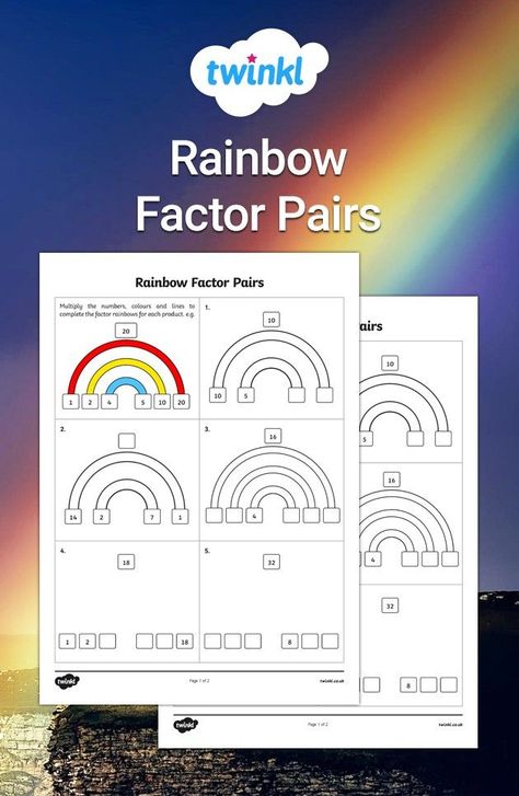 Download these colourful worksheets to brighten up your maths lessons! Can your students join factor pairs together to create rainbows? These worksheets are a great visual aid to help children understand the difficult concept of factors. Sign up to Twinkl to download and discover many more handy worksheets and activities.  #factorpairs #factorsandmultiples #multiples #primenumbers #numeracy #maths #activity #worksheet #twinkl #twinklresources #teaching #school #teachingresources #teach #rainbow Factor Rainbow, Multiple And Factors Worksheet, Teaching Factors, Multiple And Factors Activities, Math Rainbow Activities, Factors And Multiples Activity, Factors And Multiples, Common Factors, Rainbow Activities