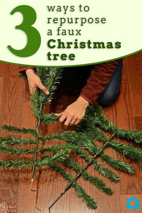 This Christmas porch idea is amazing!Edit description Faux Christmas Tree, Easy Holiday Diy, Christmas Outdoors, Hometalk Diy, Evergreen Christmas, Fake Christmas Trees, Faux Christmas Trees, Holiday Diy Projects, Diy Christmas Garland