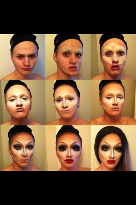 Drag queen tuto Drag Eye Makeup Step By Step, Basic Drag Makeup, Drag Make Up Tutorials, Drag Makeup Tips, Drag Makeup Tutorial Step By Step, Beginner Drag Makeup, Drag Eyebrows, Drag Tutorial, Drag Contour