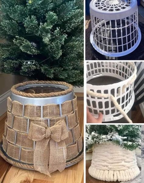 Christmas Tree Base, Tree Base, Dollar Tree Christmas, Cute Christmas Tree, Christmas Tree Stand, Christmas Baskets, Clothes Basket, Diy Christmas Tree, Christmas Deco