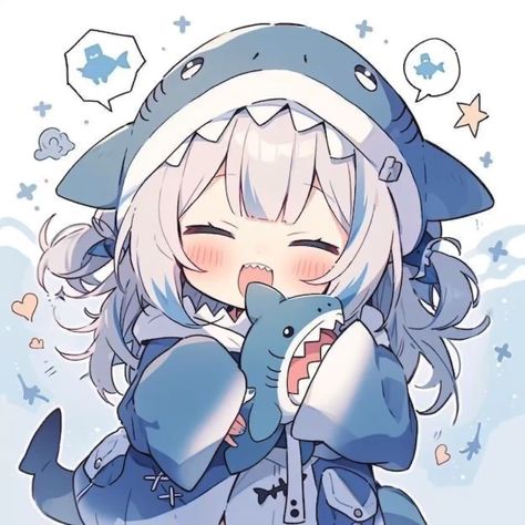 Kawaii gawr gura Photo Kawaii, Seni Korea, Shark Girl, Arte Do Kawaii, Images Kawaii, Chibi Anime Kawaii, Cute Shark, Kraf Diy, Cute Anime Chibi