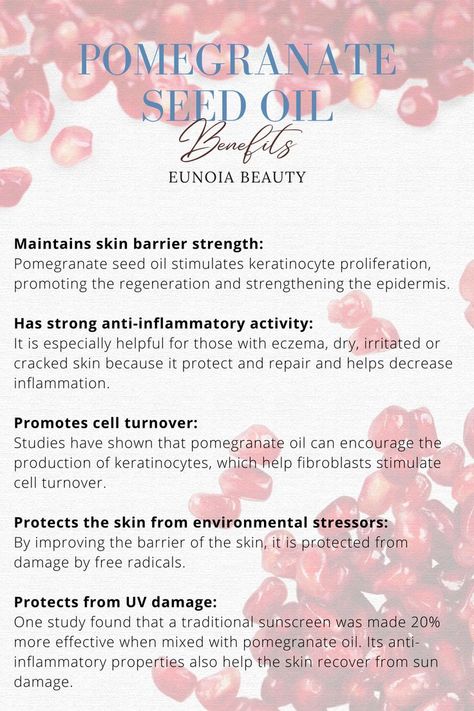 Pomegranate Oil Benefits, Pomegranate Seeds Benefits, Benefits Of Pomegranate Seeds, Grape Seed Oil For Skin, Pomegranate Essential Oil, Seeds Benefits, Facial Oils, Herbs Garden, Oil For Skin