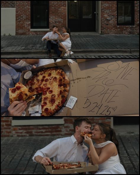 Pizza Shop Photoshoot, Couple Pizza Photoshoot, Engagement Photos With Food, Pizza Shop Engagement Photos, Pizza Couple Photoshoot, Pizza Engagement Photos, Pizza Photoshoot Ideas, Pizza Engagement Pictures, Diner Engagement Photos