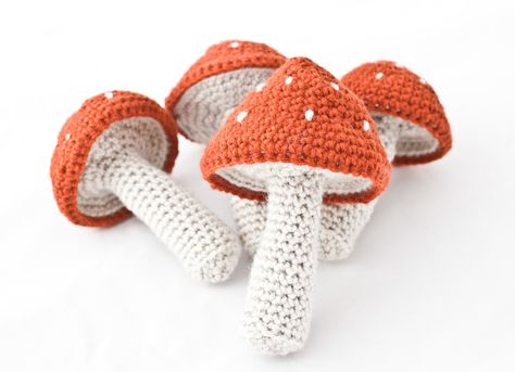 Crochet Mushroom Rattle Mushroom Rattle, Knitted Mushroom, Crochet Keychains, Crochet Mushroom, Crochet Keychain Pattern, Crochet Food, Crochet Keychain, Crochet Bear, Baby Rattle