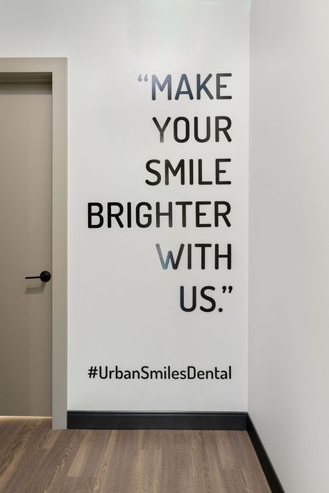 Dental Spa Ideas, Dental Office Quotes, Dental Selfie Wall, Green Dental Office, Dental Office Wall Decor, Dentist Office Aesthetic, Dental Mural, Dentistry Office Design, Dental Office Decor Ideas