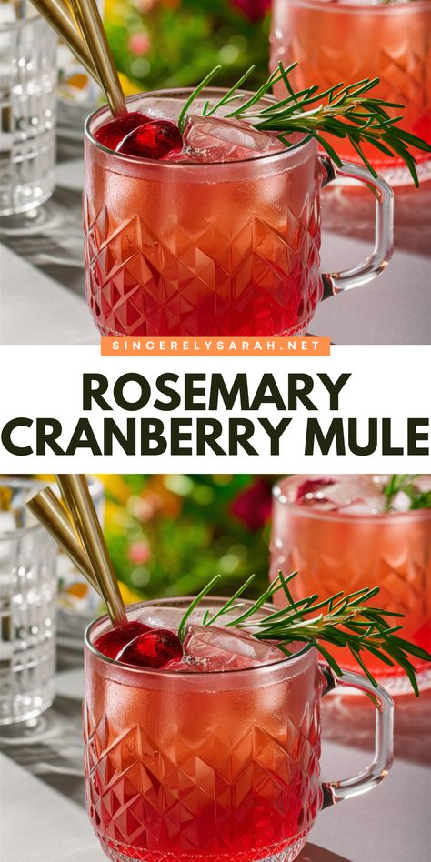 🎄 Elevate your holiday celebrations with the Rosemary Cranberry Mule! This cocktail combines the crisp taste of cranberry with the earthy essence of rosemary, creating a delightful drink that’s both refreshing and festive. 🌟🍸 Whether you’re hosting a cozy gathering or just want to treat yourself, the Rosemary Cranberry Mule is a must-try this season. Cheers to a new favorite holiday cocktail! Reindeer Mule Cocktail, Thanksgiving Mule Drinks, Rosemary Cranberry Cocktail, Rosemary Drinks Cocktails, Fall Mule Cocktail, Holiday Mule Cocktail, Fall Cranberry Cocktail, Cocktails With Rosemary, Cranberry Rosemary Cocktail