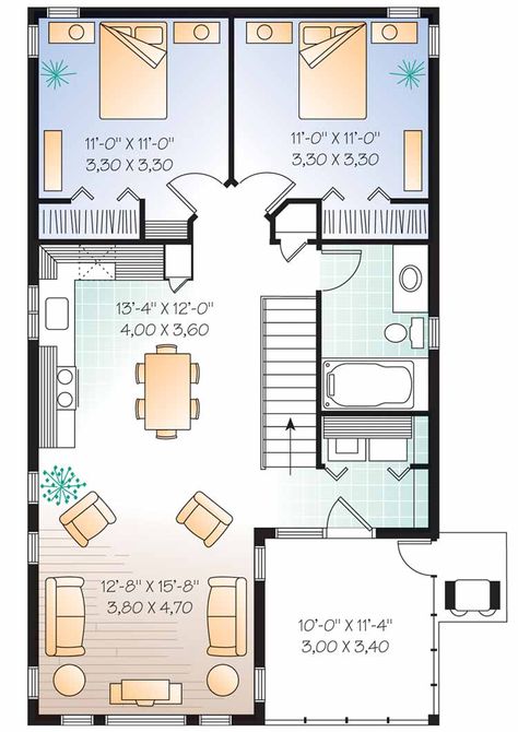 Floor Plans AFLFPW05592 - 2 Story New American Home with 2 Bedrooms, 1 Bathroom and 1,080 total Square Feet Drummond House Plans, Carriage House Plans, Garage Apartment Plans, Garage Apartments, Model House Plan, Garage Apartment, Apartment Plans, Garage Plans, Garage House