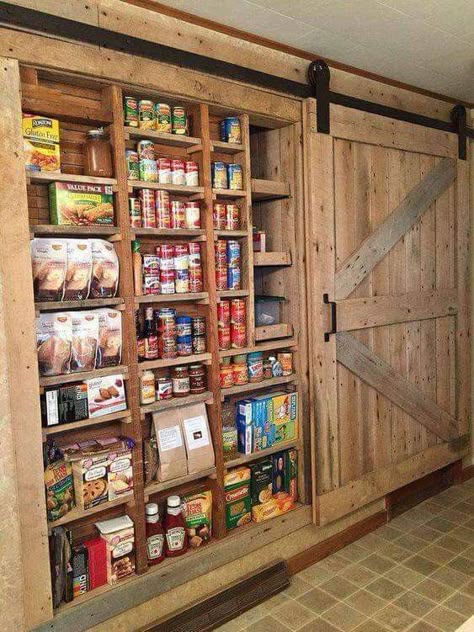 Amazing Pantries, Pantry Armoire, Bin House, Cracker House, Barn Door Pantry, Koti Diy, Space Organization, Stair Rail, Addition Ideas