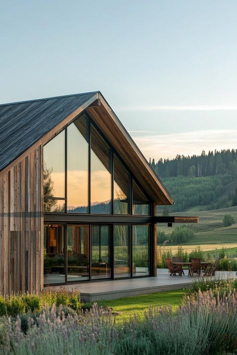 40 Amazing Converted Barn Homes That Once Were Old Barns Contemporary Country Home Exterior, Dutch Modern House, Wood Cladding Exterior Modern, Big Window House, Modern Barn House Exterior, Barnhouse Homes, Contemporary Barn House, Modern Barn Conversion, House With Big Windows