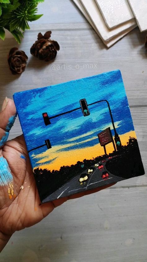 mini canvas sunset painting. | Mini canvas art, Canvas painting designs, Canvas painting Mini Canvas Sunset, Painting Mini Canvas, Canvas Art Painting Abstract, Mini Toile, Sky Art Painting, Small Canvas Paintings, Simple Canvas Paintings, Beautiful Art Paintings, Easy Canvas Art