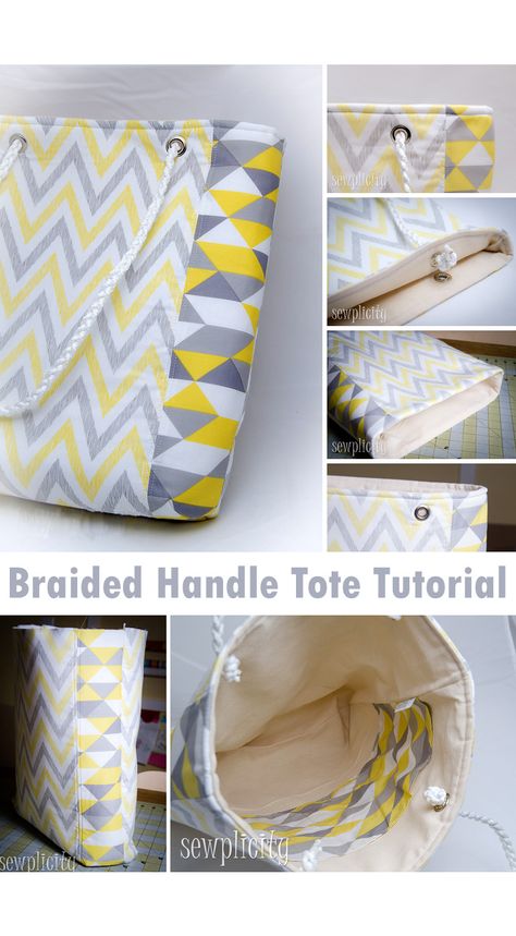 Braided Handle Tote Bag Tutorial Diy Handle, Clothesline Diy, Free Sewing Patterns For Beginners, Sewing Patterns For Beginners, Tote Tutorial, Invisible Stitch, Diy Tote, Tote Bag Tutorial, Bag Tutorial