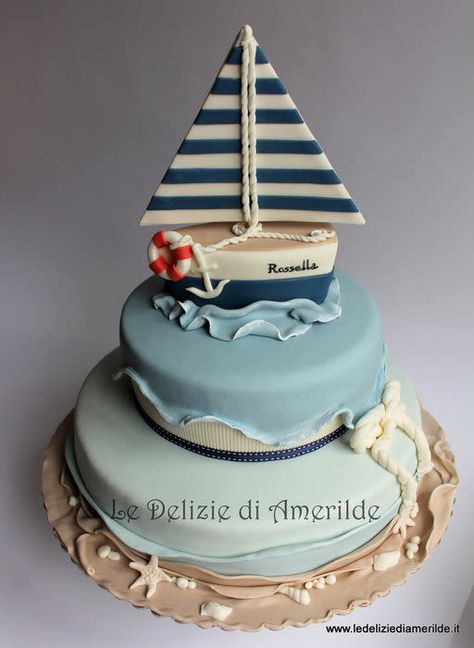 Sailing Boat Cake, Party Cake Design, Nautical Birthday Cakes, Boat Cake, Nautical Cake, Sea Cakes, Beach Cakes, Sailing Boat, Just Cakes