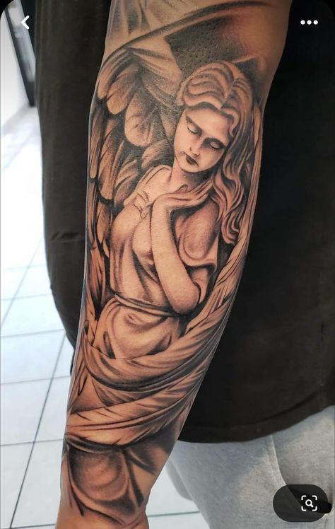 Angel Sleeve Tattoo, Armor Of God Tattoo, Angel Tattoo For Women, Betty Boop Tattoos, Forearm Tattoo Quotes, Half Sleeve Tattoos Forearm, Mary Tattoo, God Tattoos, Forearm Sleeve Tattoos